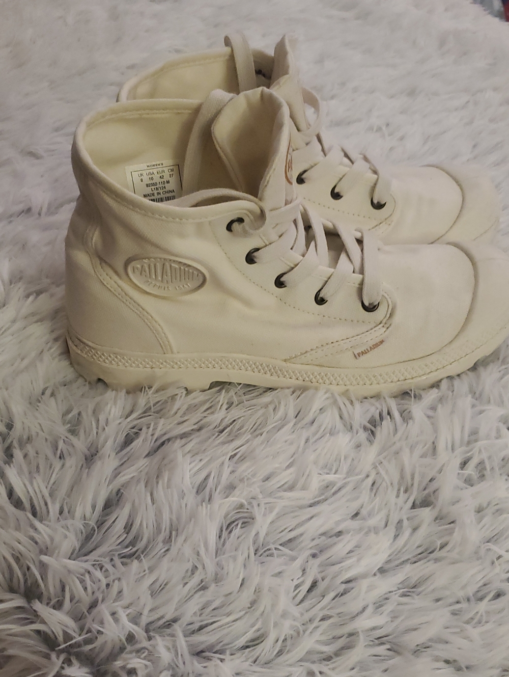 *Palladium Pampa Hi Women Cream Canvas High-Top Sneakers*